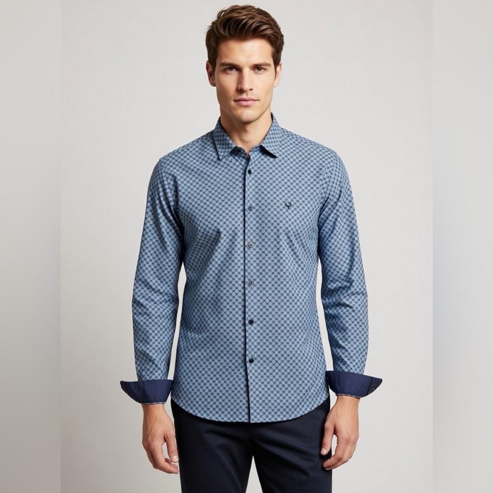 Allen Solly Men's Blue Patterned Casual Shirt
A2